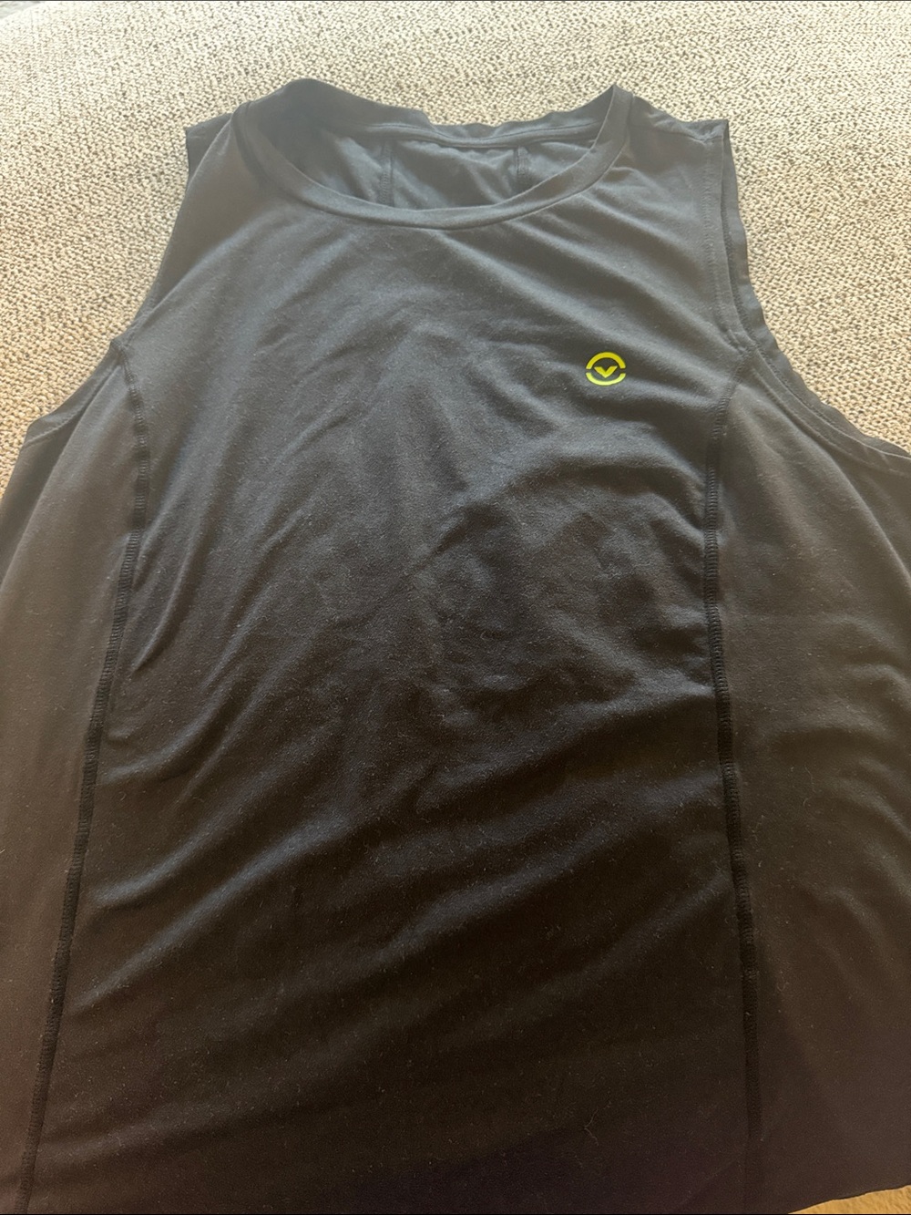 Women’s Virus Black Sleeveless Athletic Tank with Neon Yellow Logo